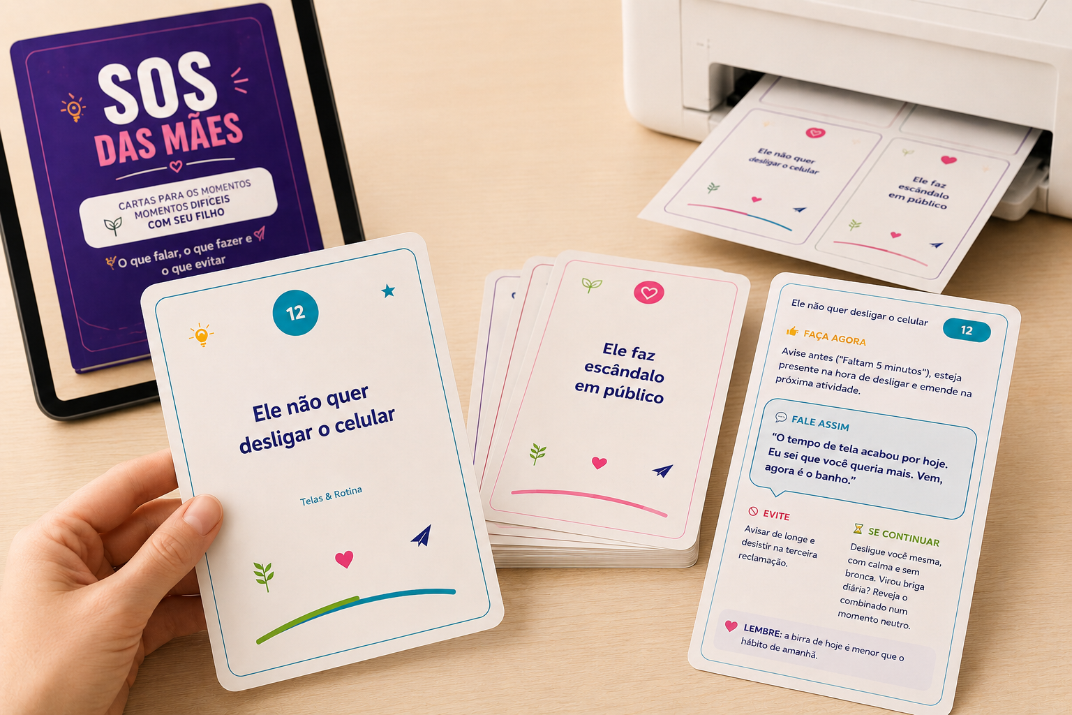 Versão pronta para imprimir dos cards SOS das Mães